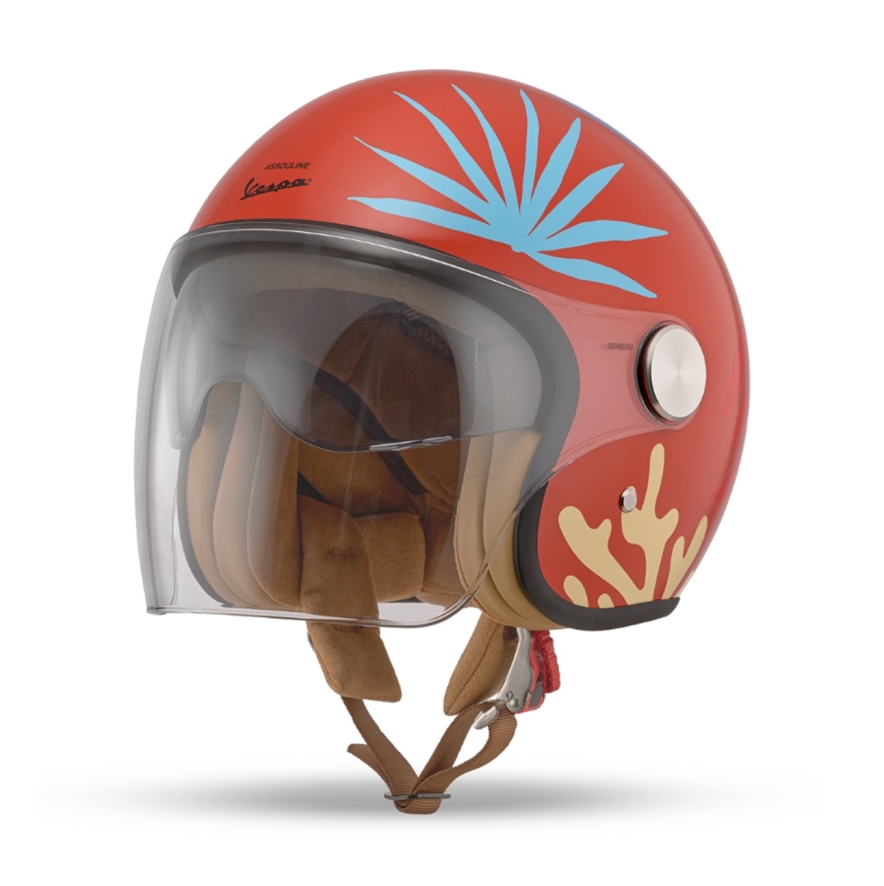 Casco jet Vespa Assouline 80th, rojo brillante